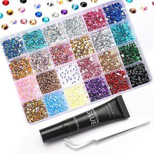 Nail Rhinestone Glue Kit: 15ml Strong Gems Adhesive Gel with 3360pcs